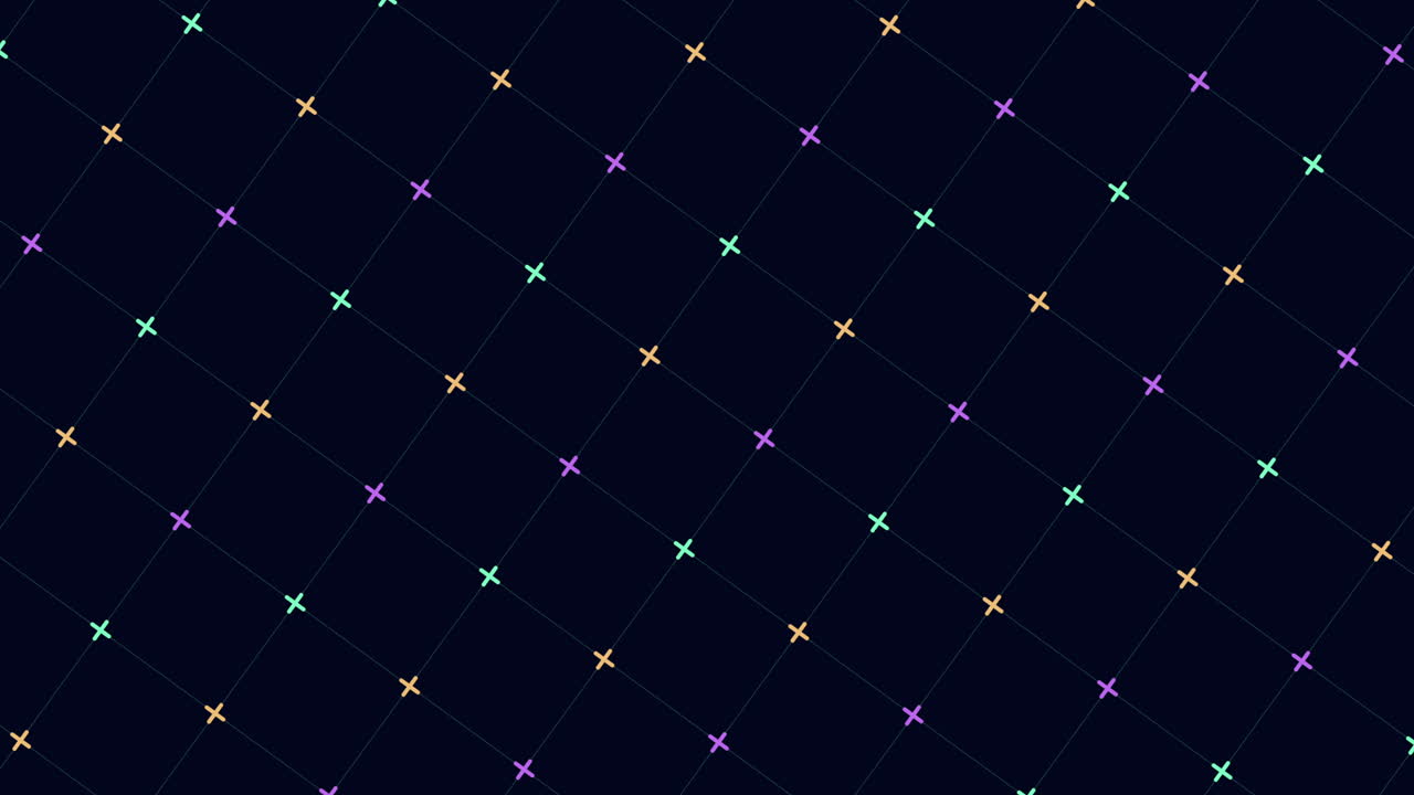 Colorful neon crosses pattern with grid lines