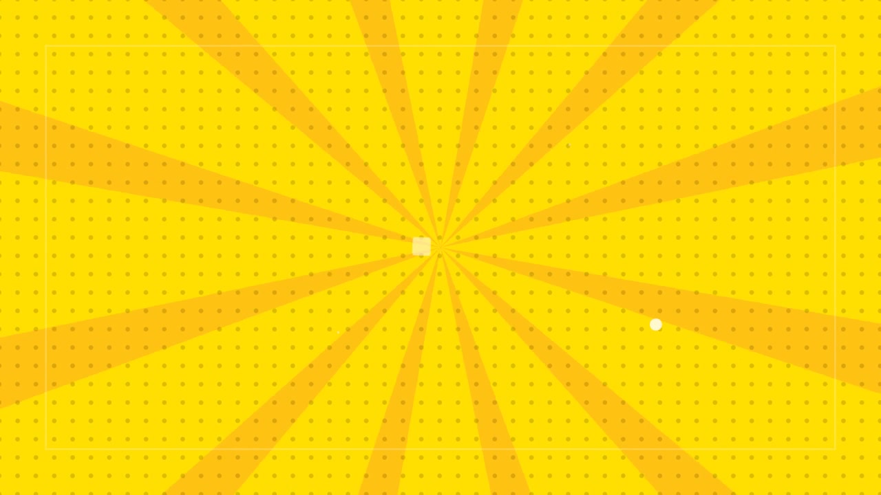 Animated Yellow Sunburst Background with Floating Geometric Shapes