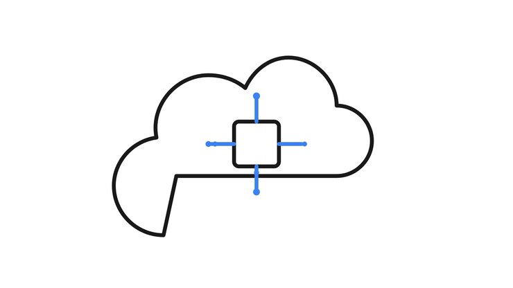 Animated Line Drawing of a Cloud and Microchip Icon