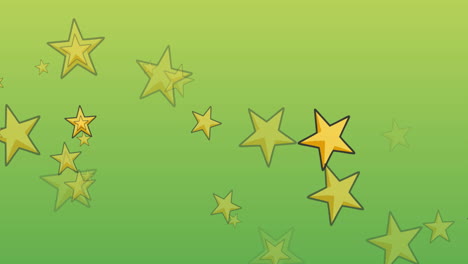 animación de estrellas doradas de navidad cayendo sobre un fondo verde