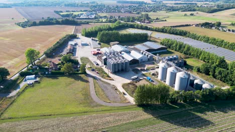 Wide-angle-shot-of-industrial-premises-with-silos