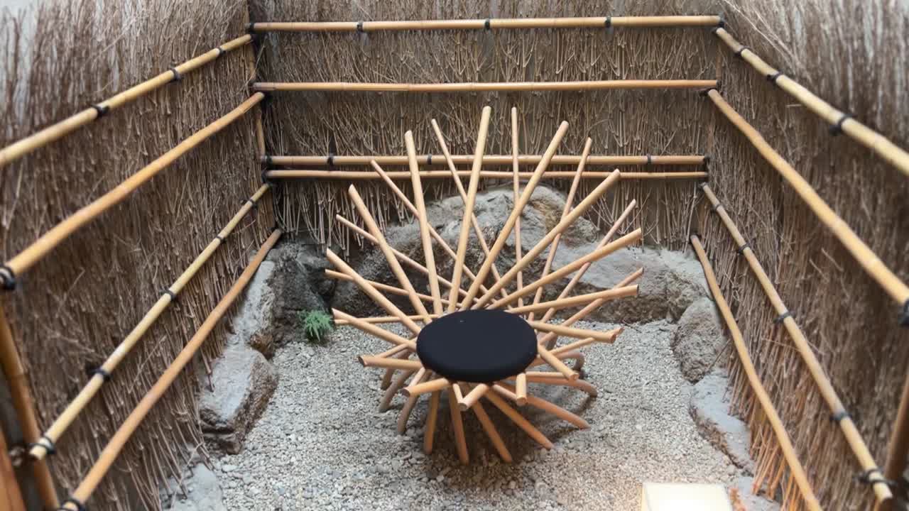 Design di sedia trono in bambù Zen.