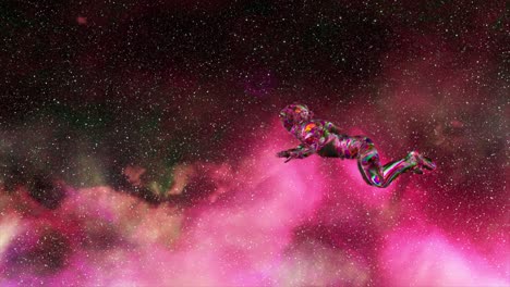 astronauta en una nebulosa rosada