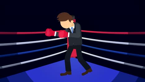 business man battle in boxing gloves. business competition concept. loop illustration in flat style.