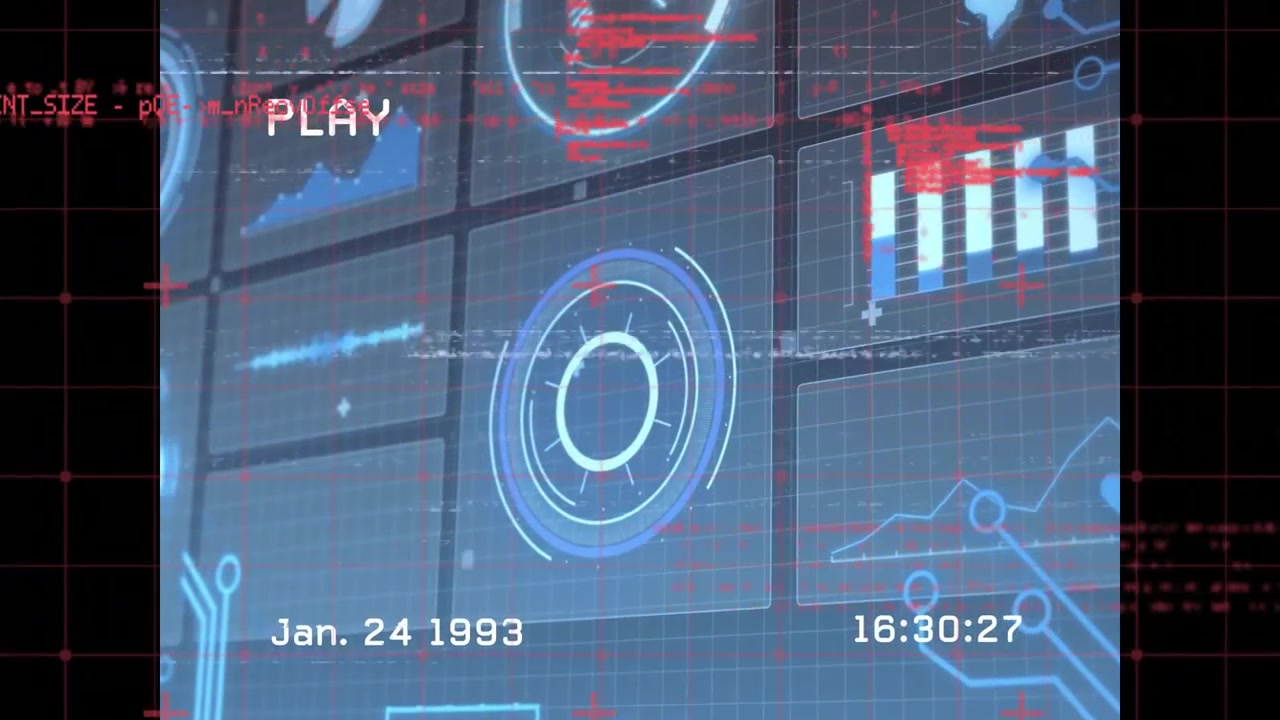 PLAY indicator starting HUD showing code glitches drifting fading in playback for error monitoring