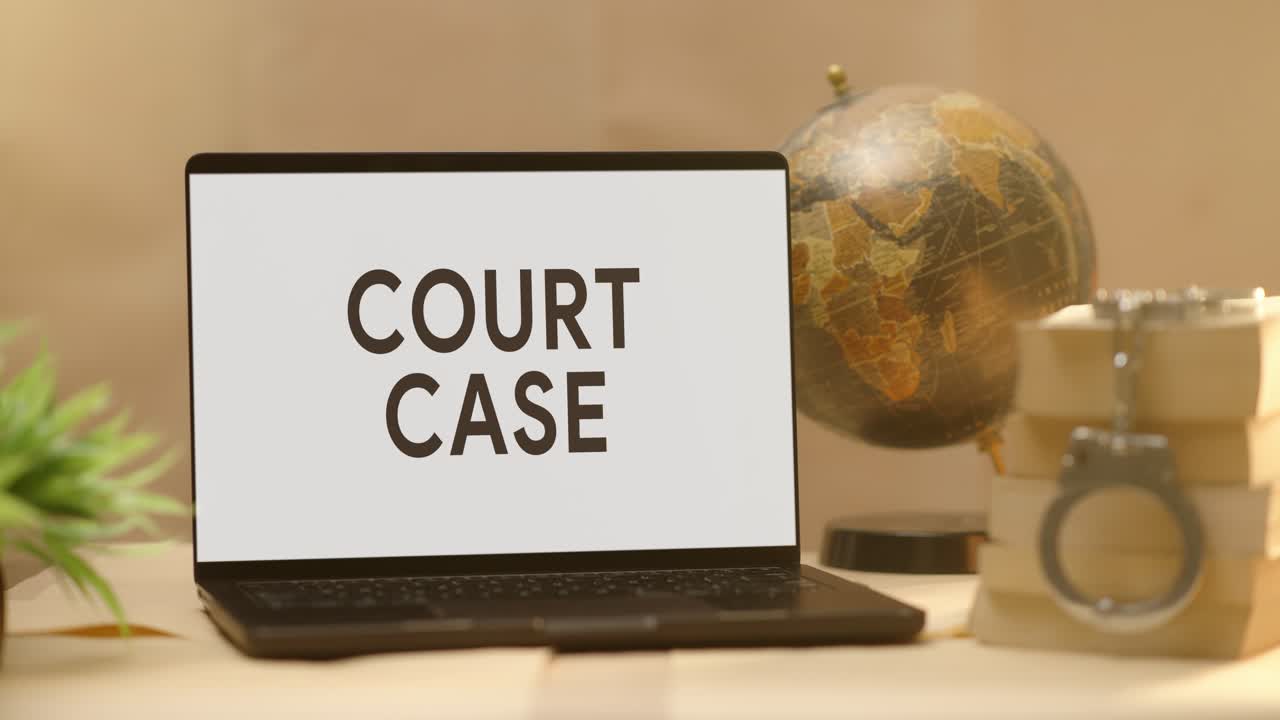 CASO GIUDIZIARIO VISUALIZZATO SULLO SCHERMO DI UN LAPTOP LEGALE