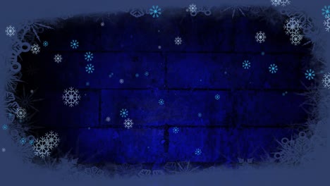 Animation-Von-Schnee,-Der-Zu-Weihnachten-Auf-Blauem-Hintergrund-Fällt