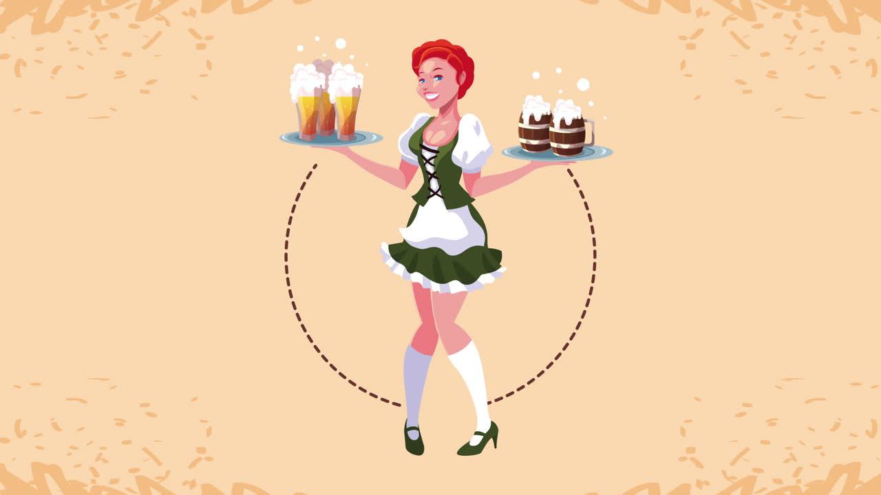 오크테르페스트에서 맥주를 제공하는 웨이트리스