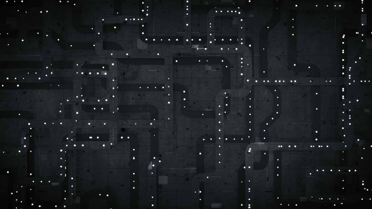 Black chip board with glowing lights seamless loop 3D render animation