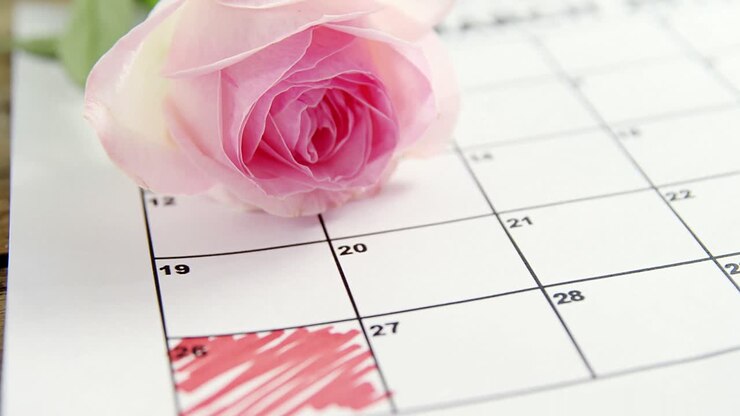 Rosa rosa su calendario