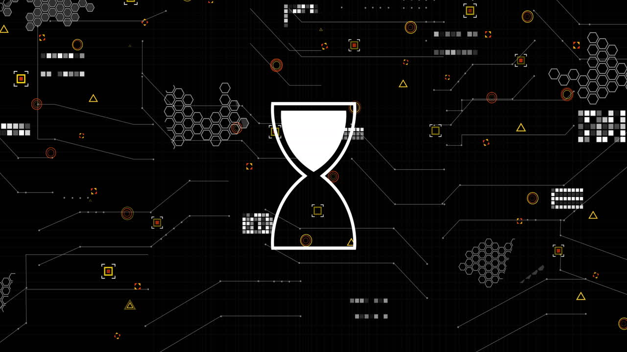 Animation of ai data processing over grid and dark background