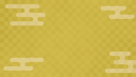 golden checkered pattern and clouds, japanese style background (seamless loop)