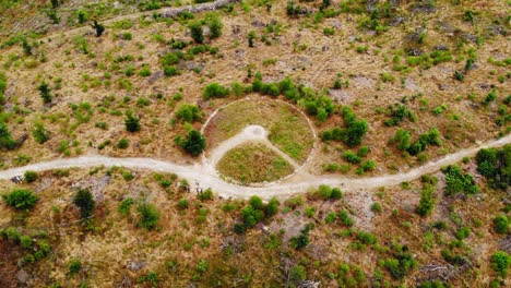 Círculos-De-Piedra-Históricos-En-El-Bosque-De-Tuchola-Cerca-Del-Pueblo-De-Lesno,-Condado-De-Chojnice,-Polonia---Drone-Aéreo