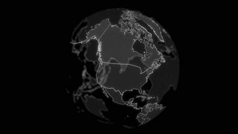 United-States-of-America-Country-alpha-for-editing-Data-analysis-Technology-Globe-rotating,-Cinematic-video-showcases-a-digital-globe-rotating,-zooming-in-on-USA-country-alpha-for-editing-template
