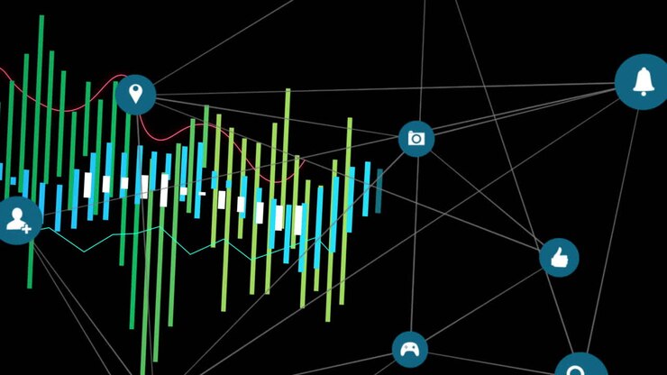 Animation of digital data processing over network of connections