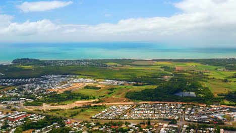 Panoramic-View-On-Suburban-Atherton-In-Queensland,-Australia-At-Daytime---aerial-drone-shot