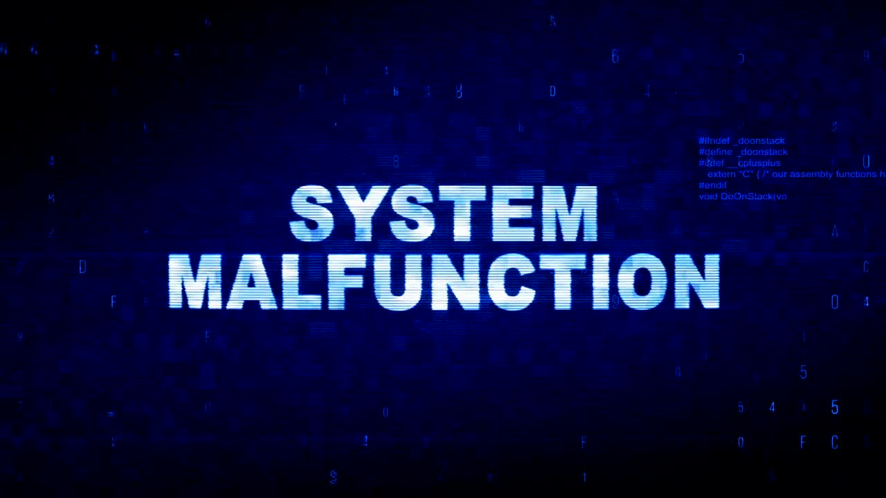 System Malfunction  Text Digital Noise Twitch Glitch Distortion Effect Error Animation.