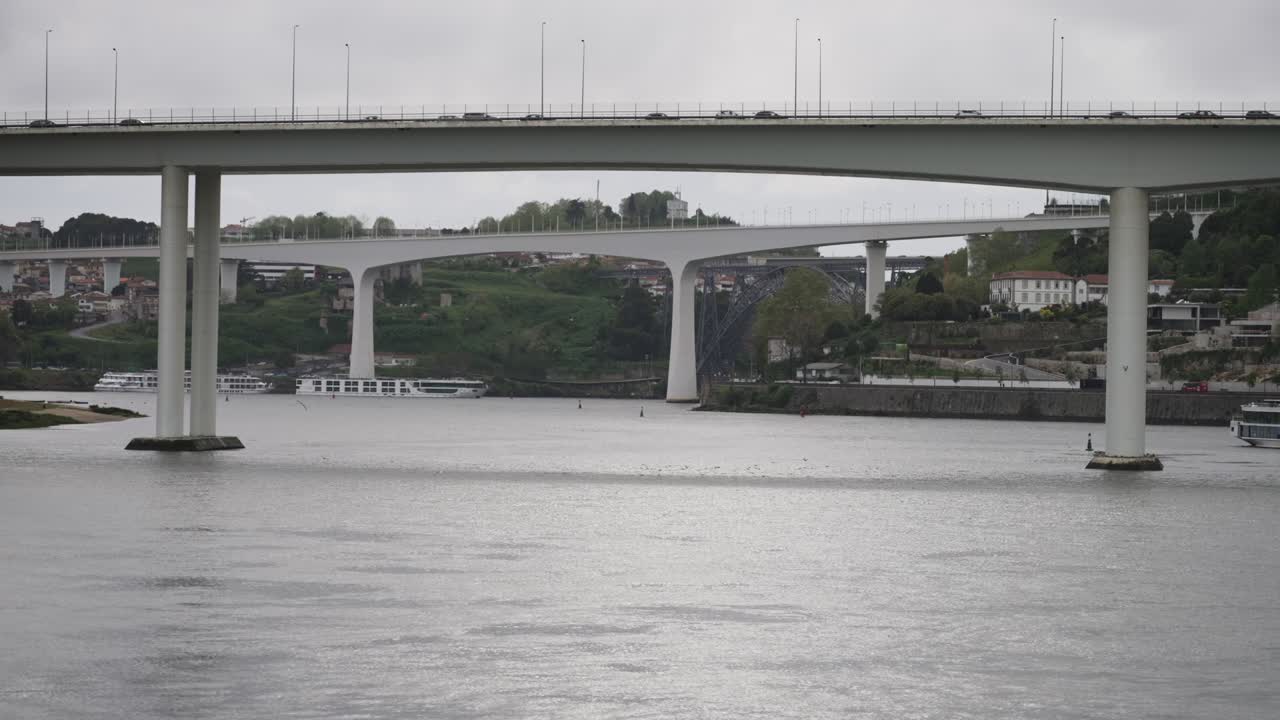 View of Ponte do Freixo and Ponte de São João crossing the Douro River in Porto, Portugal