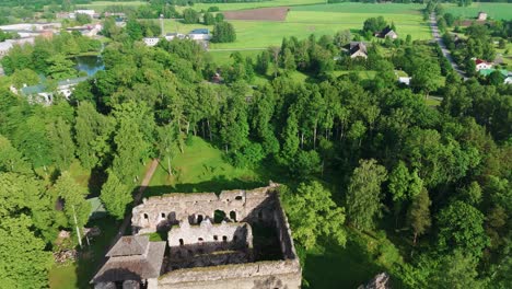 Rauna-City,-Latvia,-Aerial-View