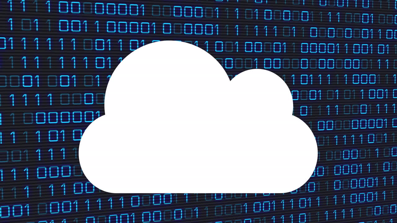 animación del icono de la nube a través de la codificación binaria