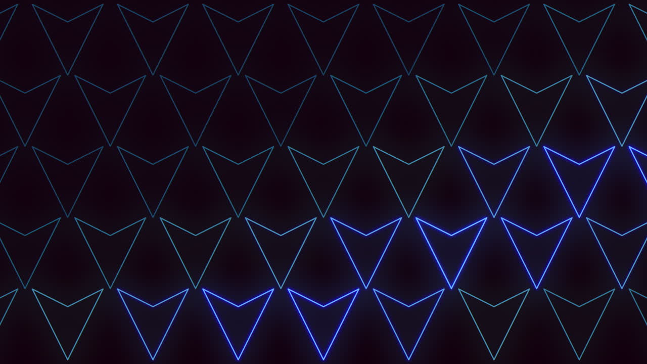 Blue triangular pattern floating on black background