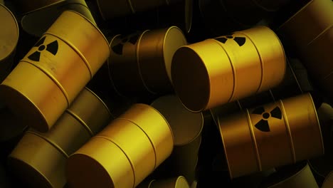 Animation-of-multiple-yellow-barrels-with-black-nuclear-symbols