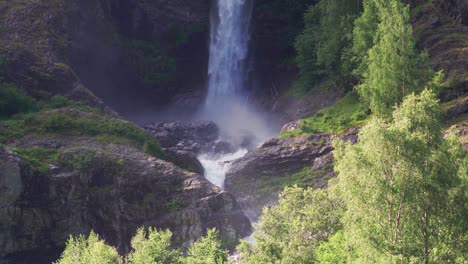 one of the waterfalls in the naeroy fjord shores