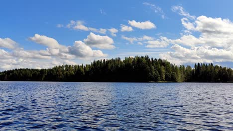 beautiful lake scenery with blue sky and clouds