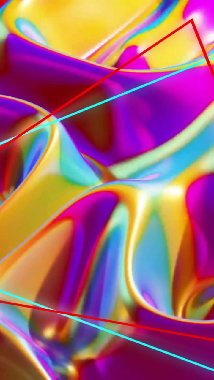 Animazione di triangoli su uno sfondo liquido colorato