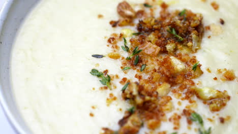 cauliflower soup in close up