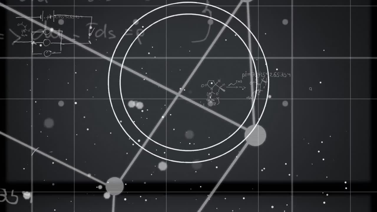 어두운 배경 위에 과학 데이터 처리의 애니메이션