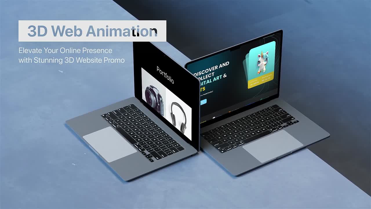 Modern Laptops Displaying Digital Websites with 3D Animation