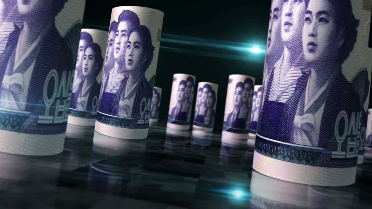 북한은 돈, 지폐, 롤, 원활한 루프를 얻었습니다.