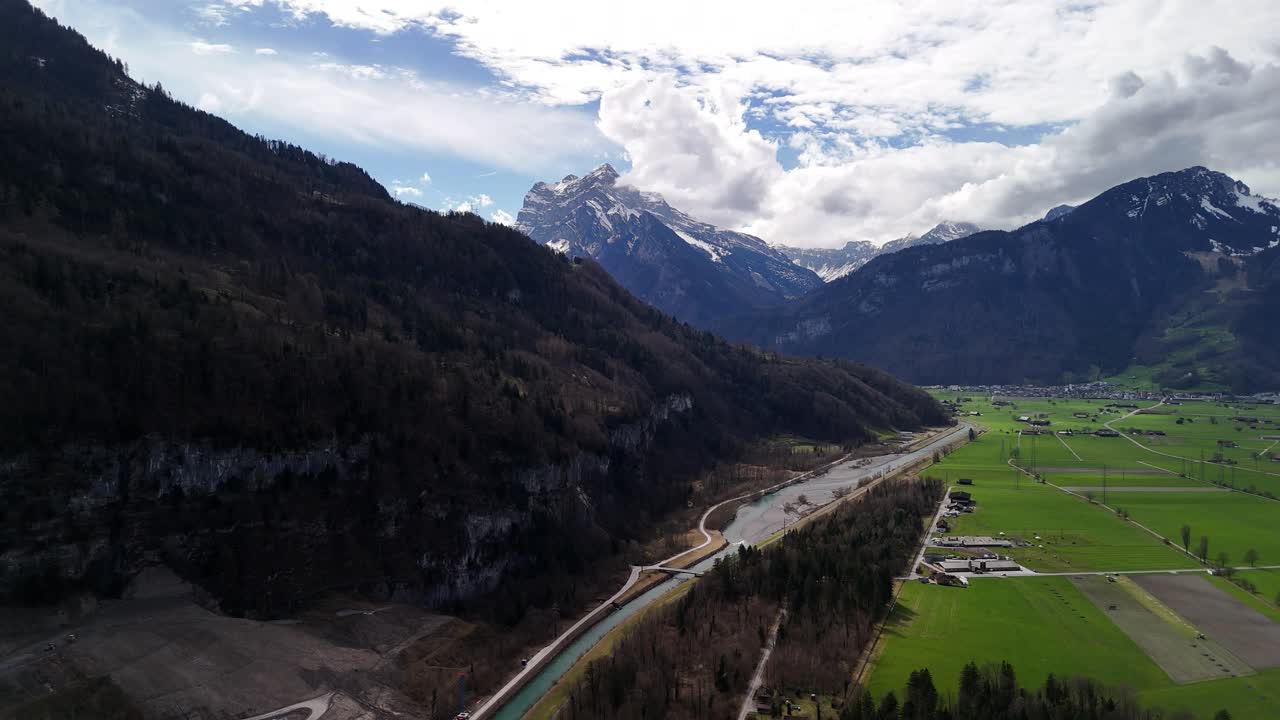 Swiss mountains landscape nature alpine aerial drone view Switzerland beautiful location