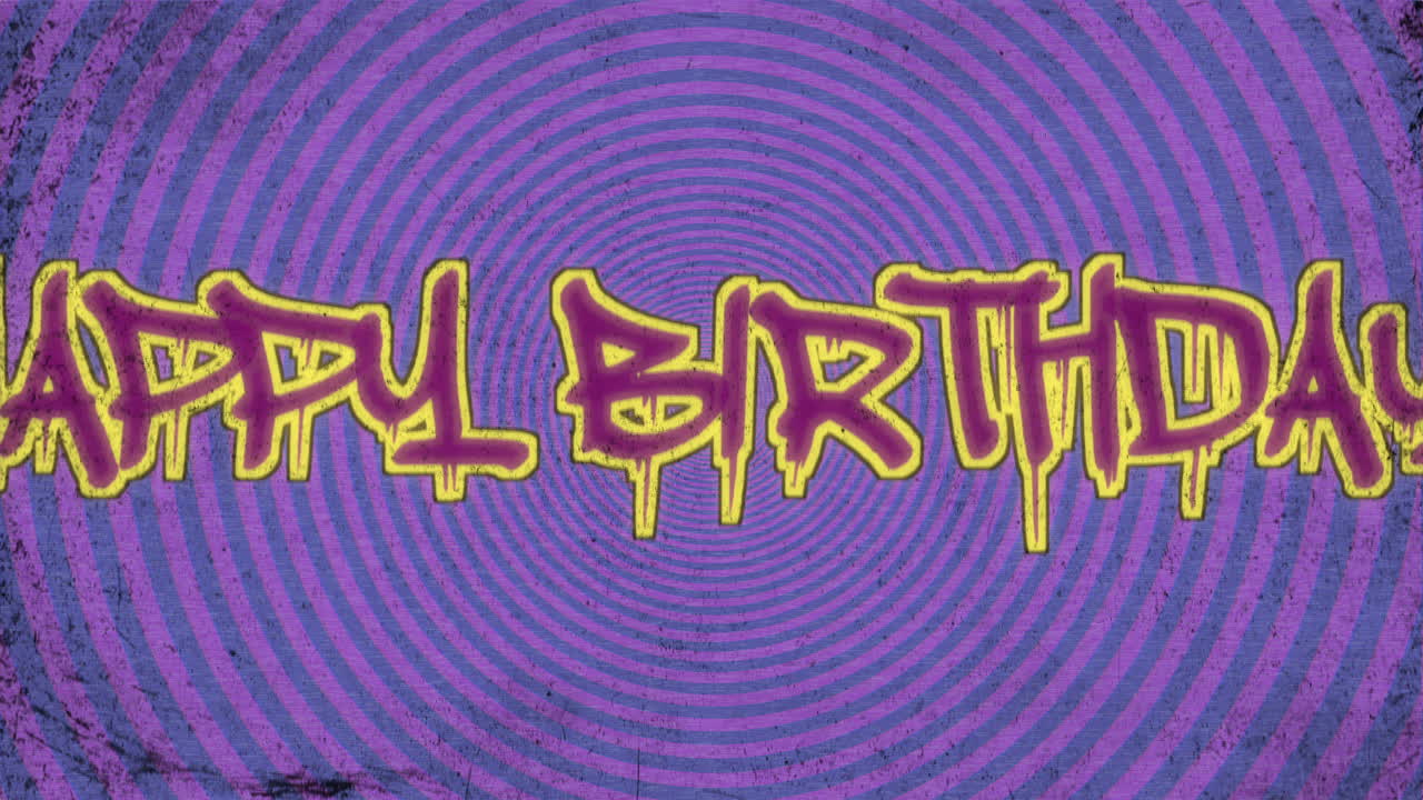 texto de introducción de animación feliz cumpleaños en hipster negro y fondo grunge 1