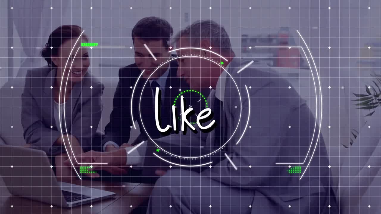 비슷한 텍스트와 금융 데이터 처리의 애니메이션 비즈니스 사람들 위에