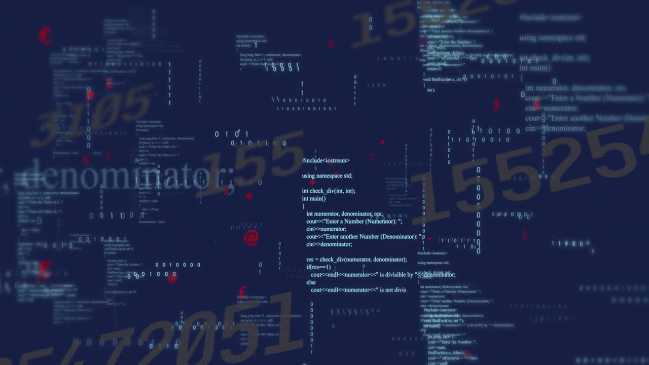 Animation of data processing and multiple changing numbers against blue background