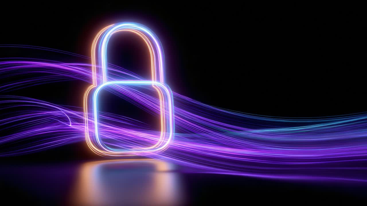 Illuminated Digital Padlock Representing Security and Protection in a Vibrant, Abstract Light Showing the Importance of Data Privacy in the Modern World