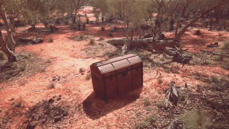 Closed-wooden-treasure-chest-on-sandy-beach