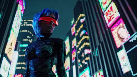 cyberpunk woman in neon city