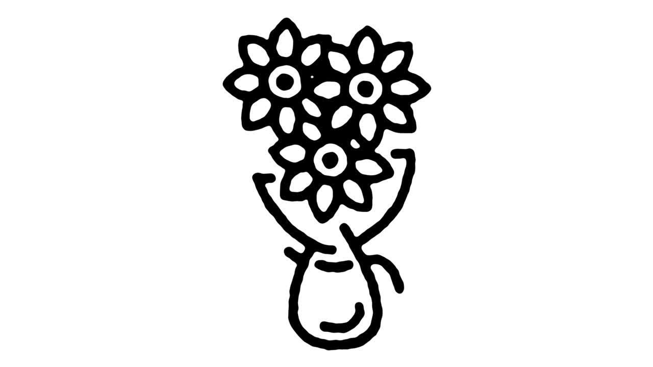 el ramo de flores dibuja con la mano la animación del icono de la línea