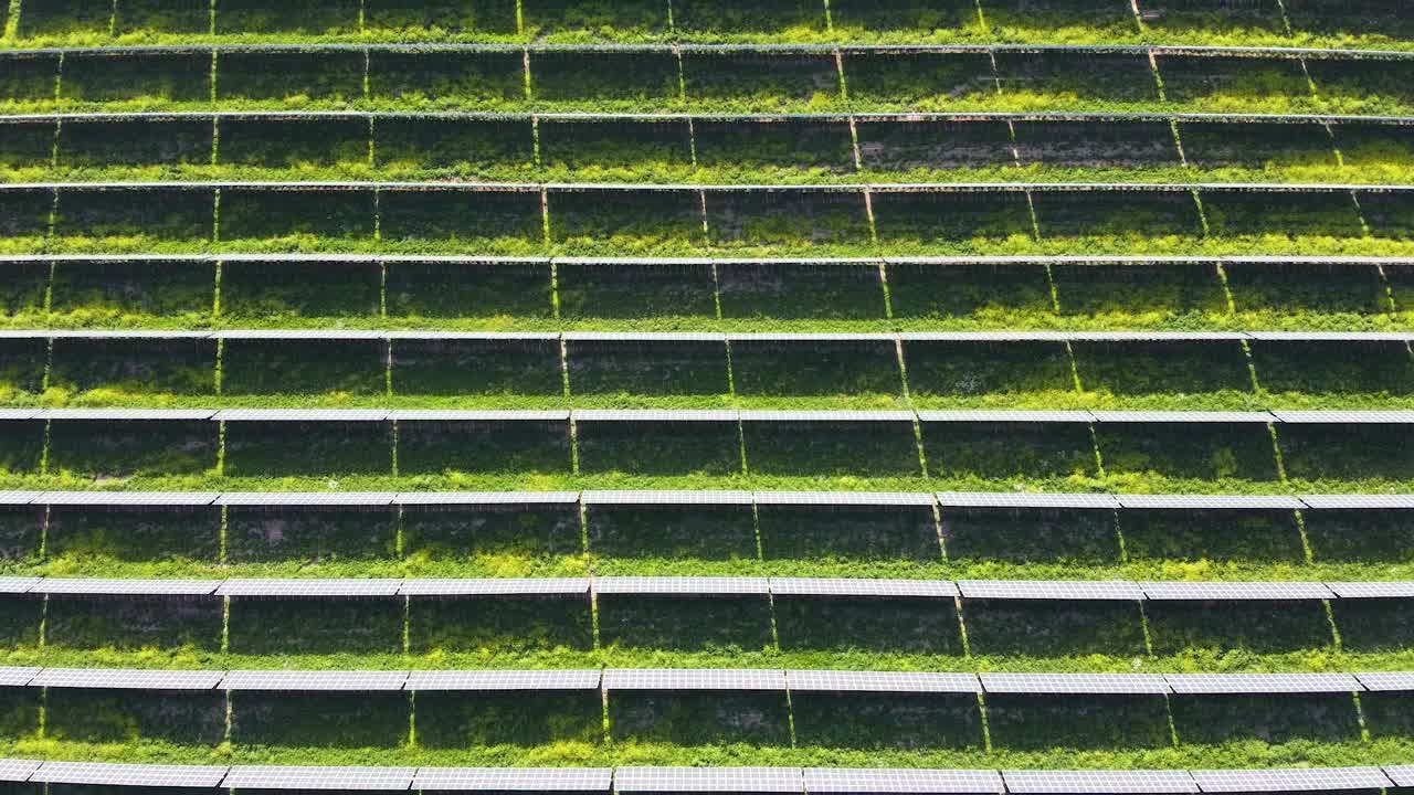 Solar Panel Farm on Terraced Hillside