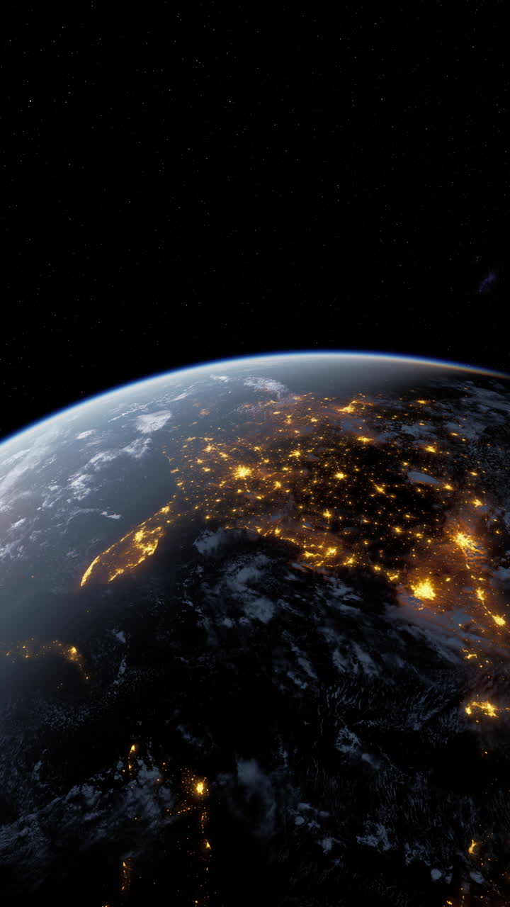 la tierra por la noche desde el espacio