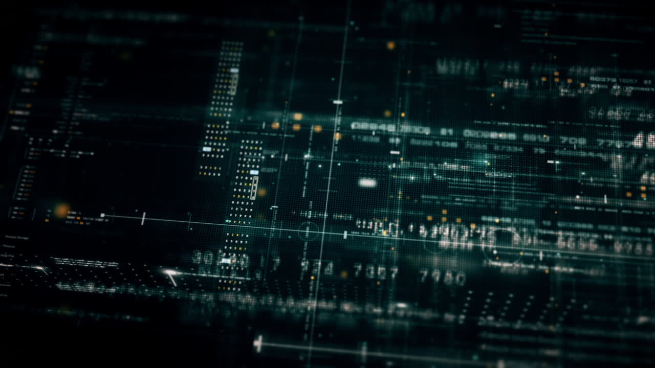 Advanced data matrix simulation UI with cutting-edge digital environment with a dynamic and immersive display of interconnected data matrix information networks systems background
