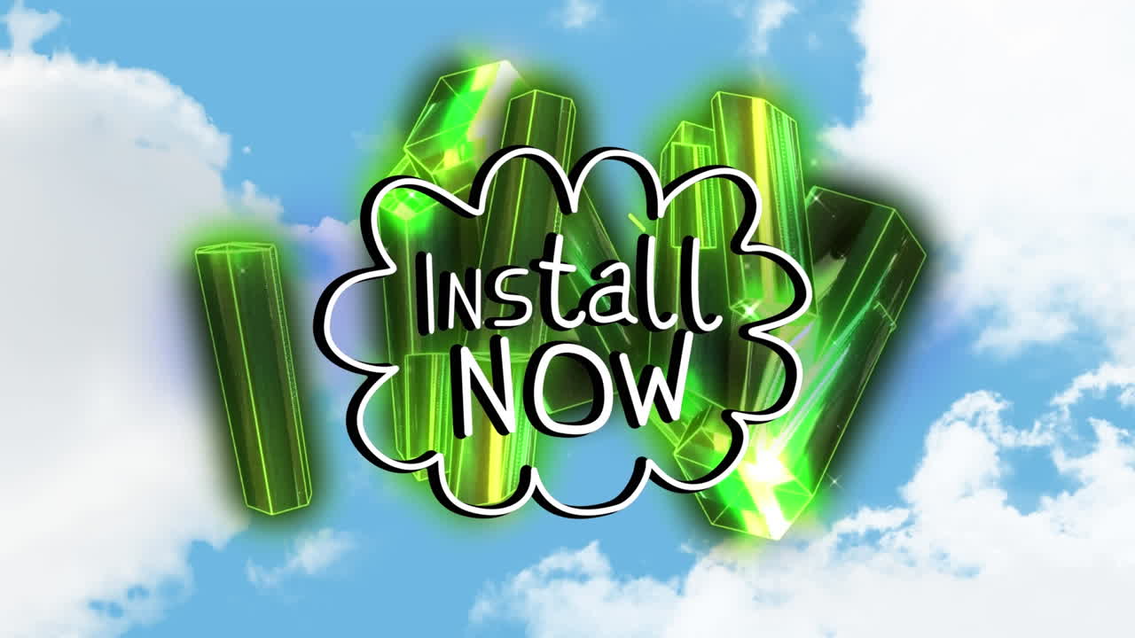 다채로운 그래픽과 구름 위에 레벨 업 텍스트의 애니메이션