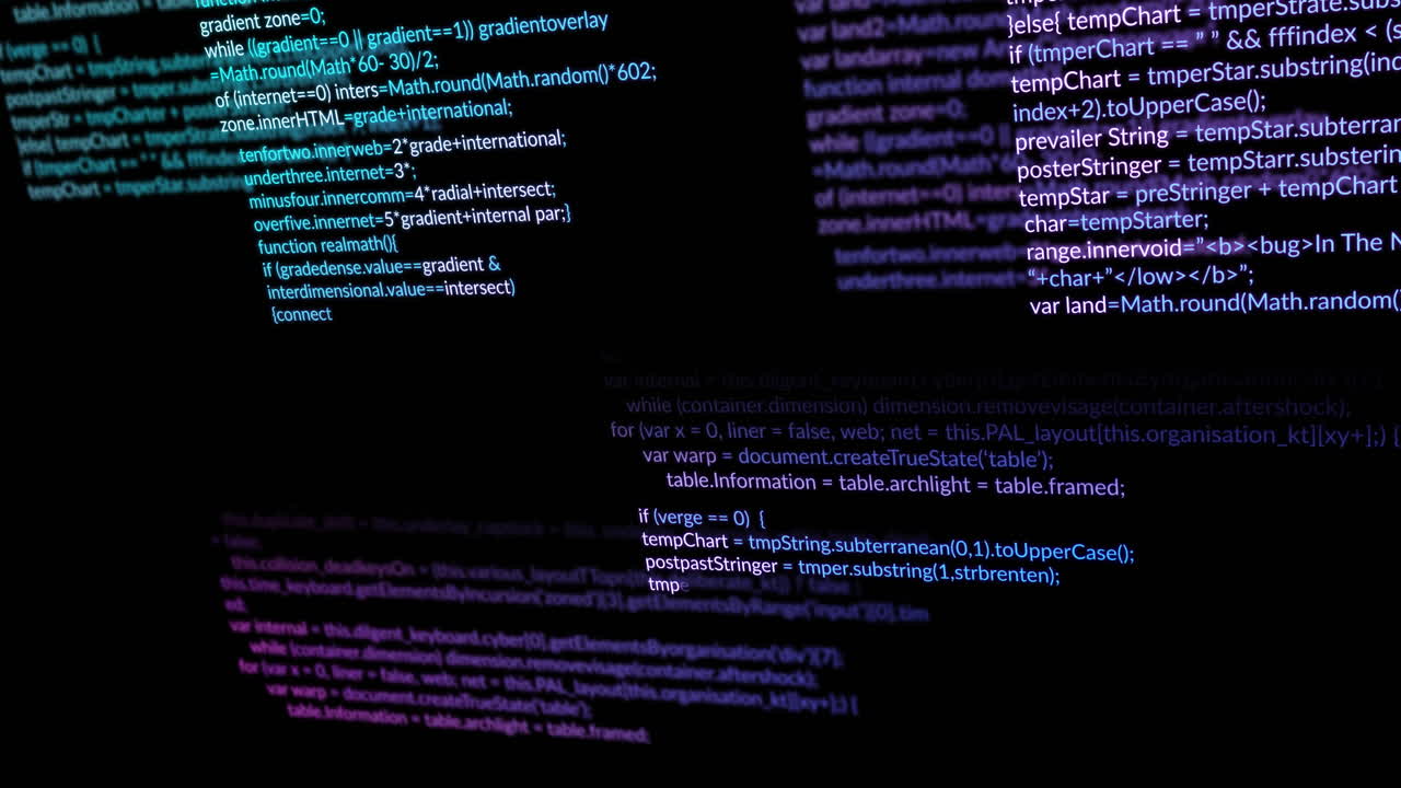 Animation of data processing on black background