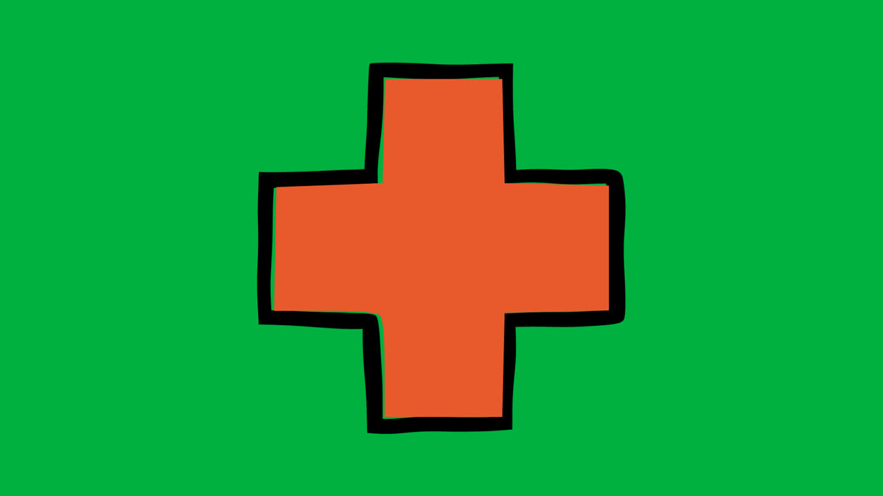 Animated Hand-Drawn Plus Sign on Green Screen