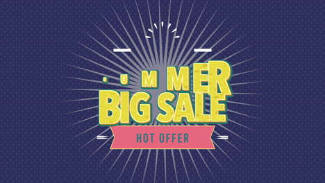 summer big sale and hot offer with sun rays and ribbon