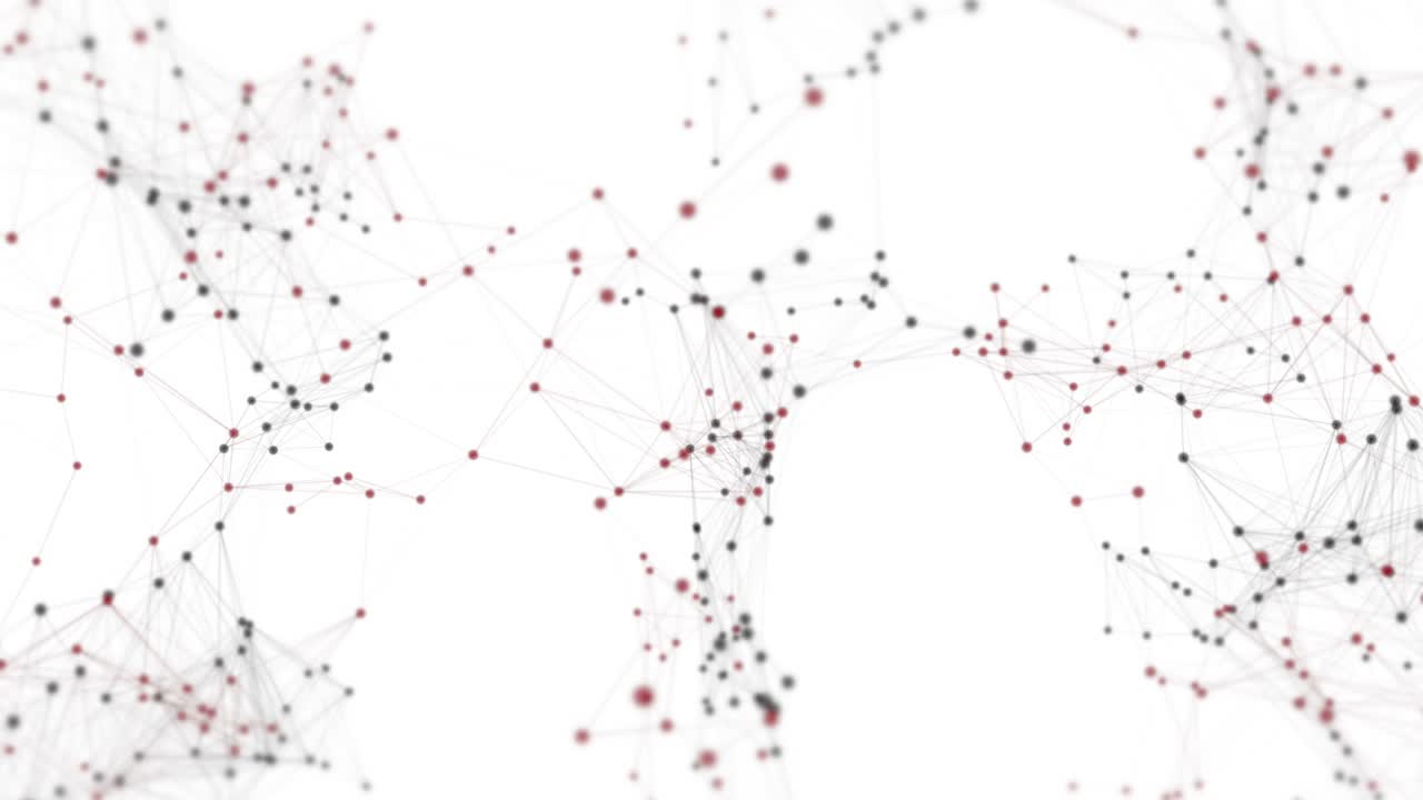 3d animation abstract connected red and black network