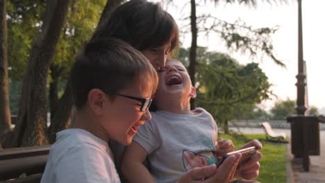 happy family spending time together in a park